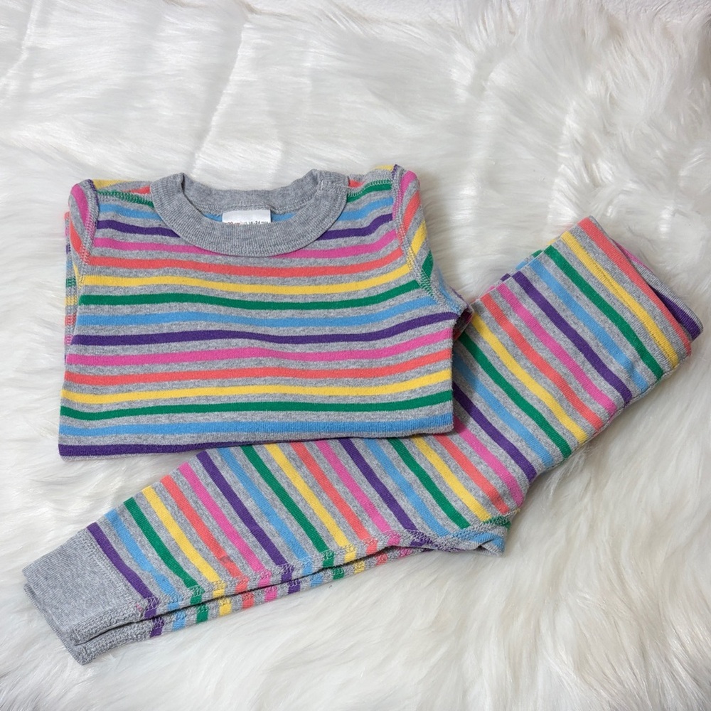 Hanna Andersson Rainbow Stripe Organic Cotton Pajama 2 Piece Set